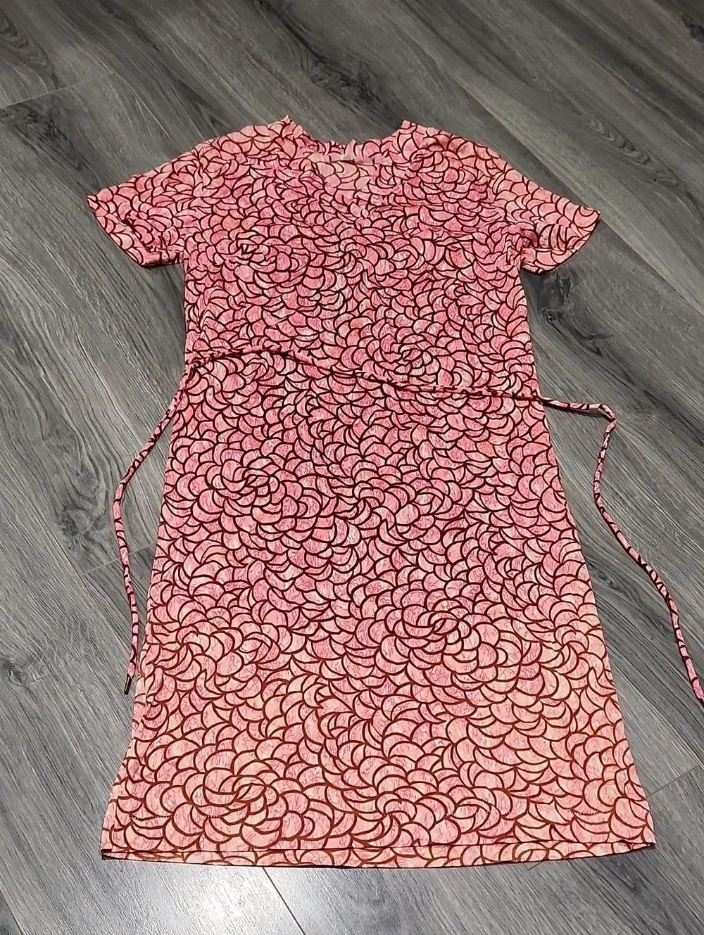 Pink Vintage Midi Floral-Print Short Sleeve Dress